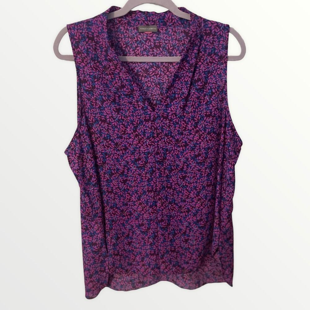 Vince Camuto Sleeveless Sheer Flowered flowy blouse Sz XL